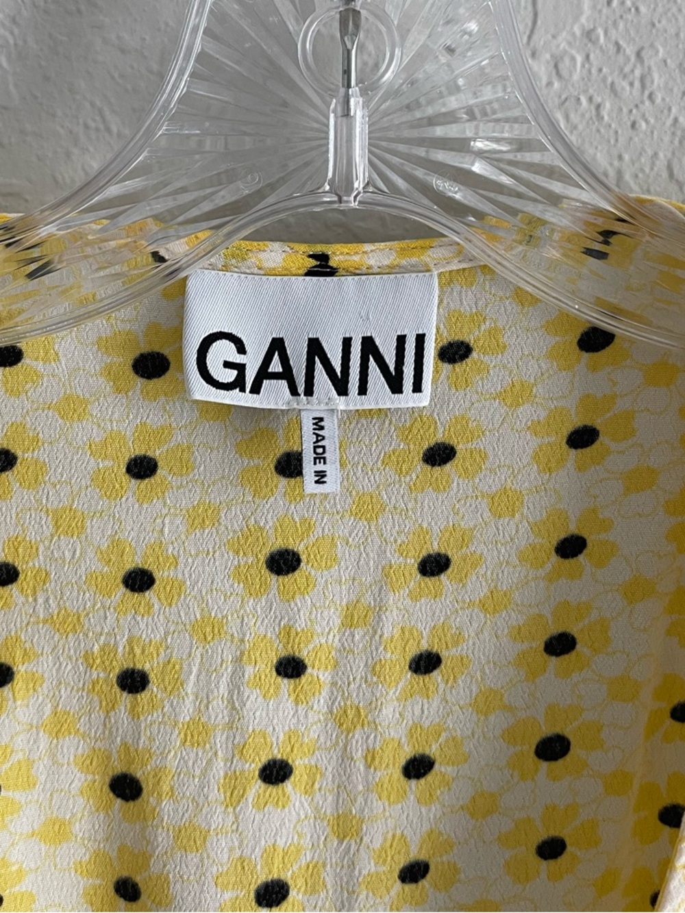 Ganni Yellow Floral Wrap Peplum Blouse - Picture 7 of 14